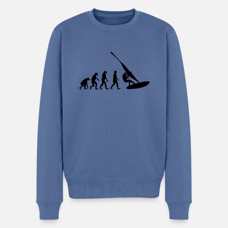 Windsurfing Windsurfer Gift Surfing Evolution - Men's Premium Organic Jumper - stone blue