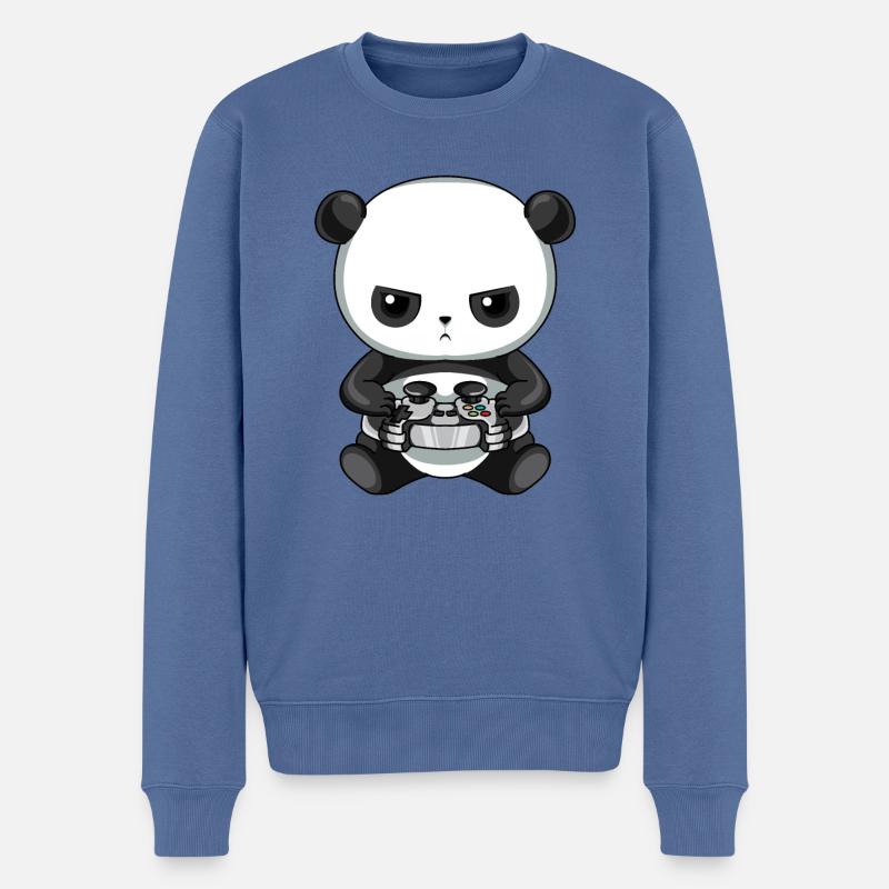 Zocken Gaming Panda - Männer Premium Bio Pullover - Taubenblau