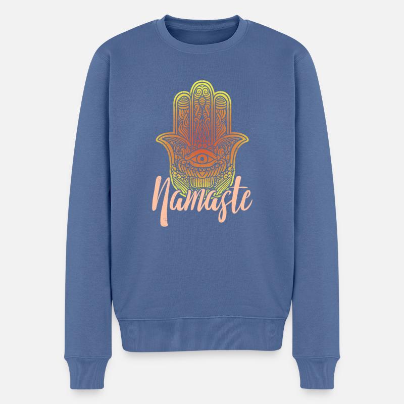 Hamsa Fatima Hand Böser Blick Namaste Spirituelles - Männer Premium Bio Pullover - Taubenblau