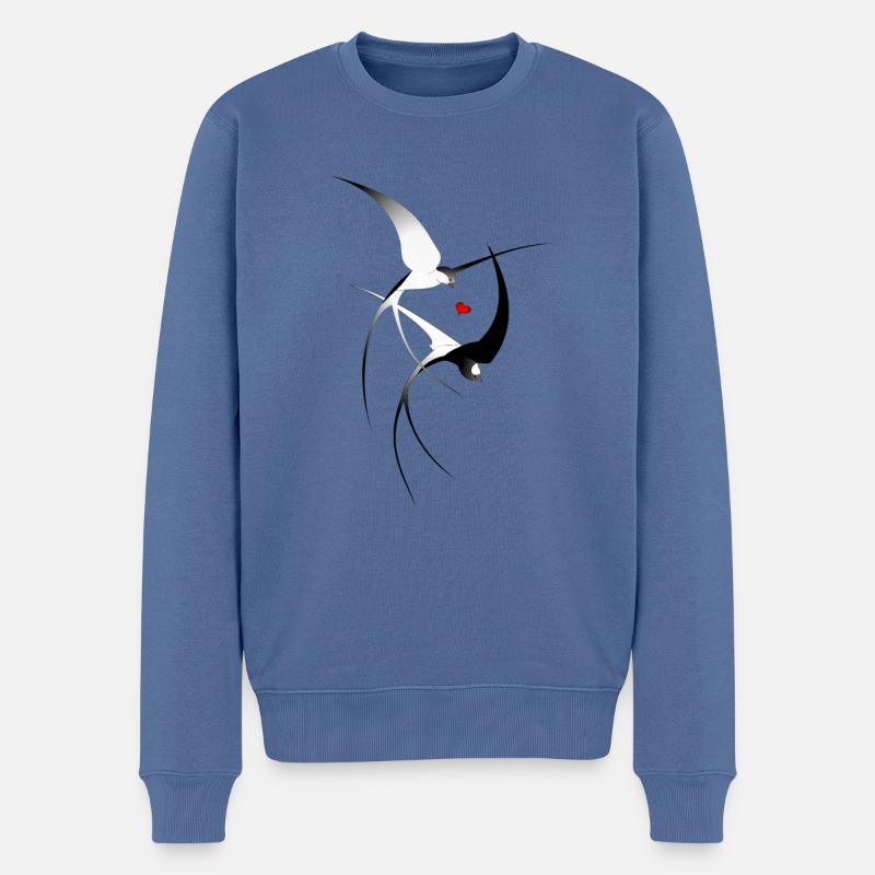 Vogel Schwalben - Männer Premium Bio Pullover - Taubenblau