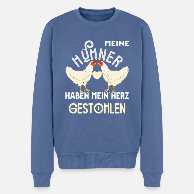 Hühnerstall Hühner Henne Bauer Geschenk - Männer Premium Bio Pullover - Taubenblau