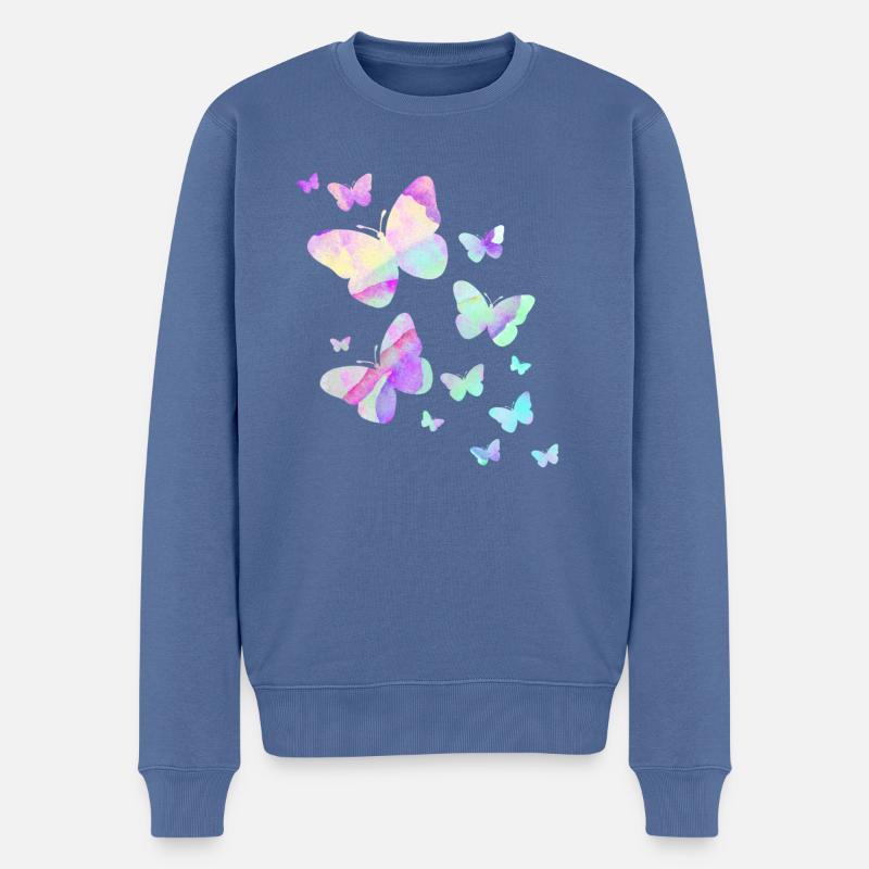 Schmetterlinge Schmetterling bunt Farben Natur - Männer Premium Bio Pullover - Taubenblau