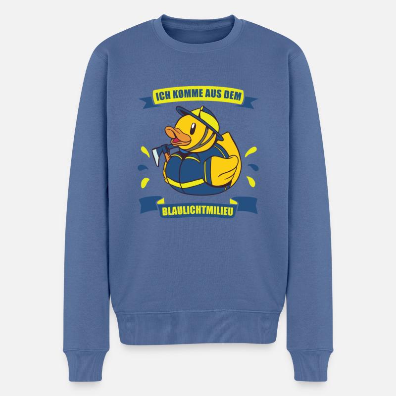 Blaulichtmilieu Retter Badeente - Blaulicht - Männer Premium Bio Pullover - Taubenblau