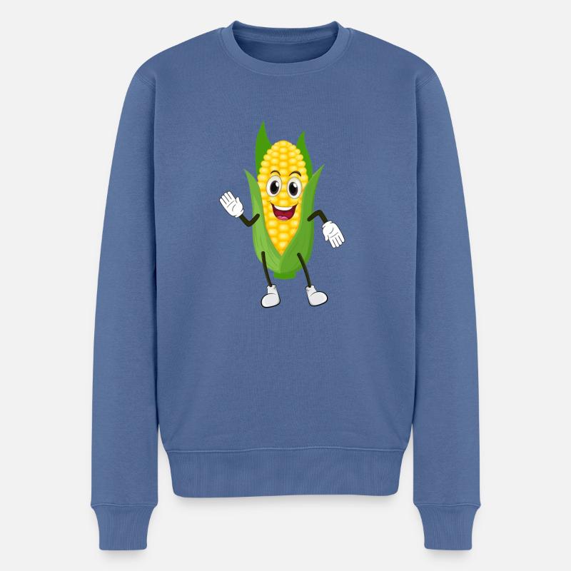 Drôle de maïs design agriculture - Pull Premium bio Homme - bleu pigeon