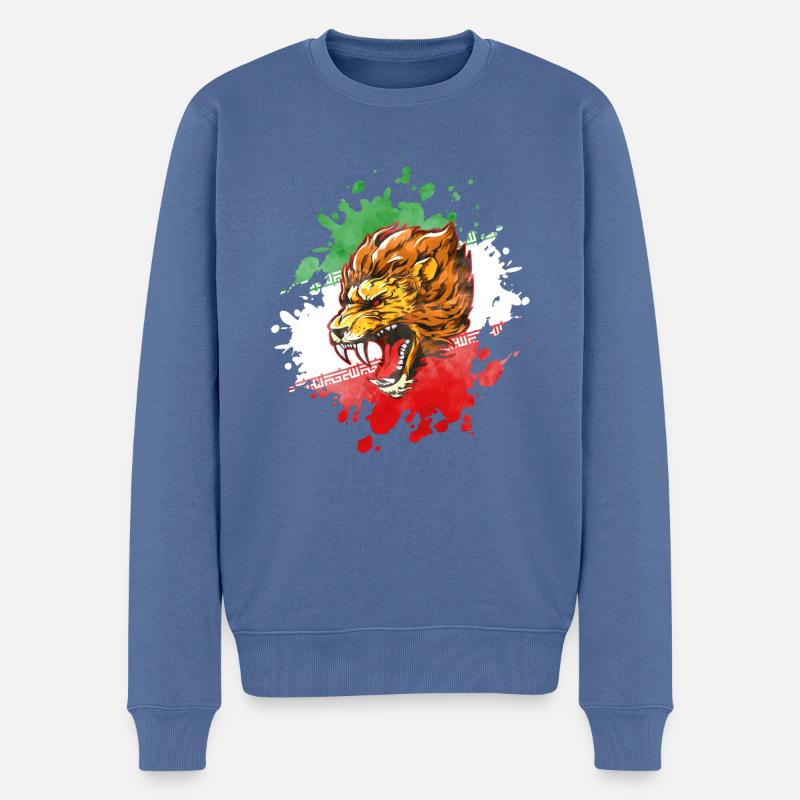 persian flag iran lion - Männer Premium Bio Pullover - Taubenblau