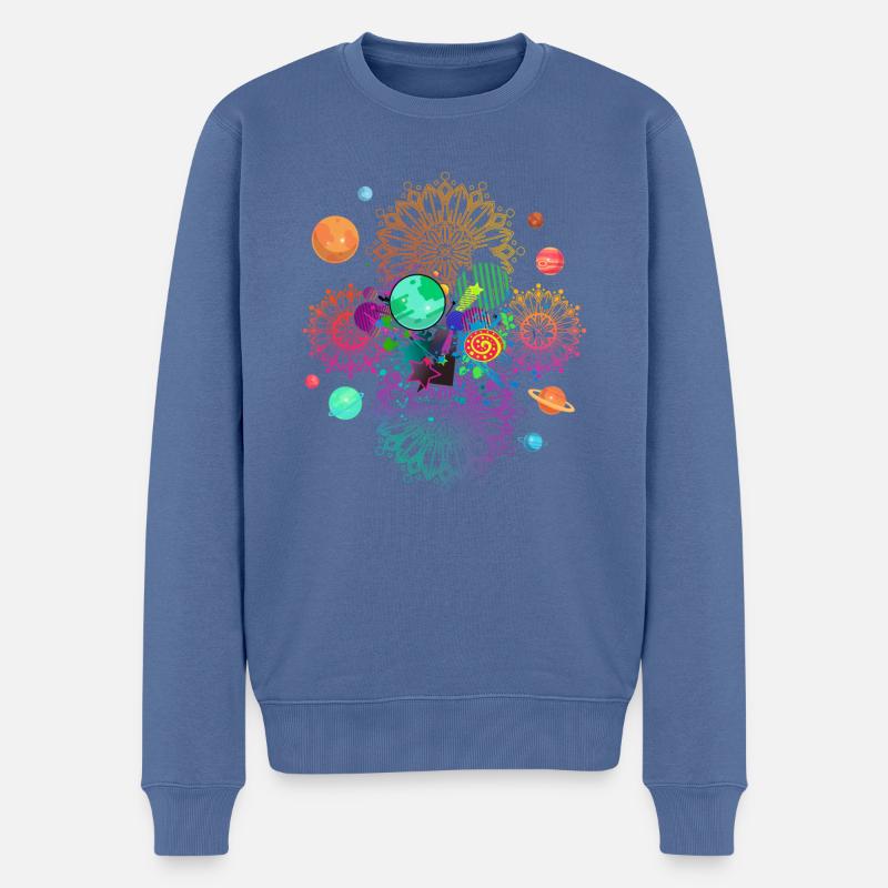 Mandala Psychedelic - Pull Premium bio Homme - bleu pigeon
