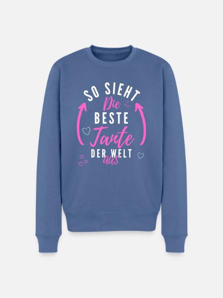 So sieht die beste Tante der Welt aus Lustig Pink - Männer Premium Bio Pullover - Taubenblau