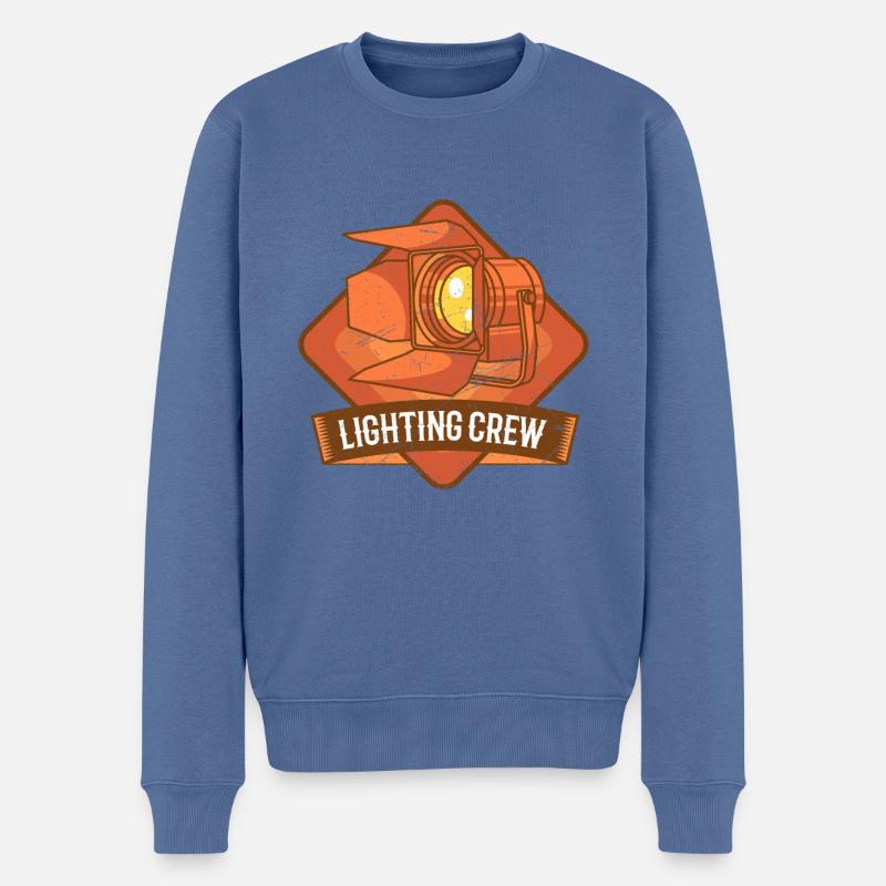 LIGHTING CREW VINTAGE Lichttechniker - Männer Premium Bio Pullover - Taubenblau