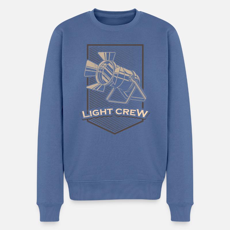 Éclairage crew vintage techniciens de lumière - Pull Premium bio Homme - bleu pigeon