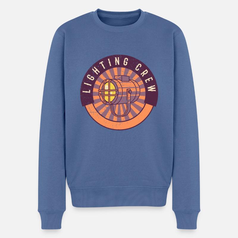 LIGHTING CREW RETRO Lichttechniker - Männer Premium Bio Pullover - Taubenblau
