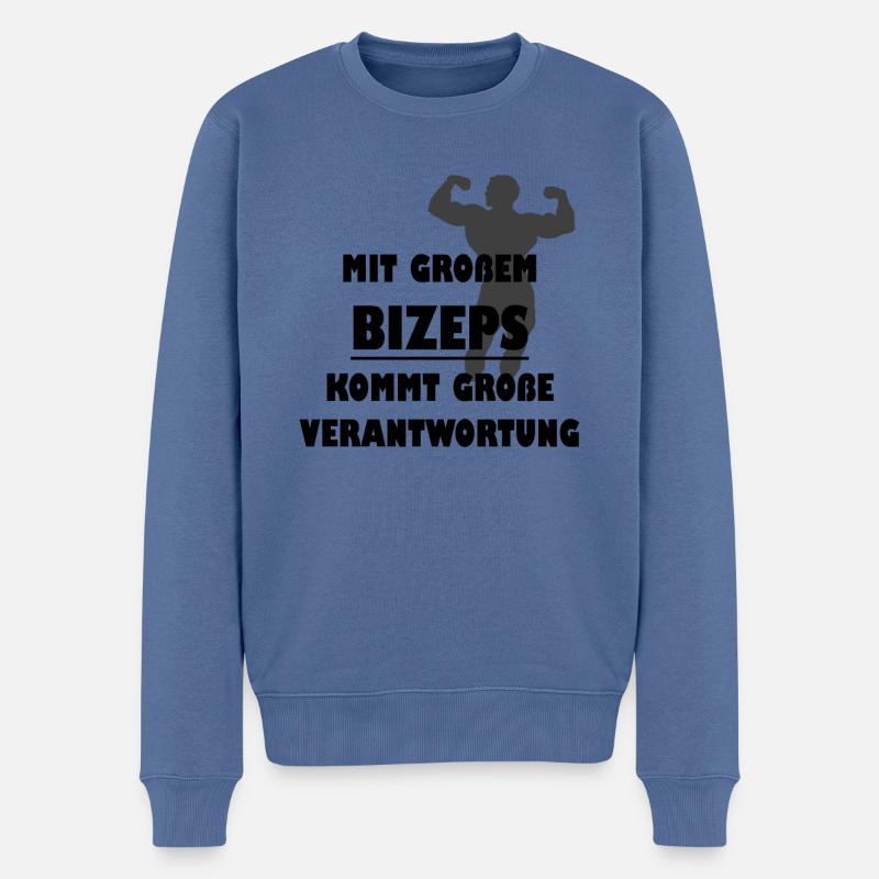 Bizeps - Männer Premium Bio Pullover - Taubenblau