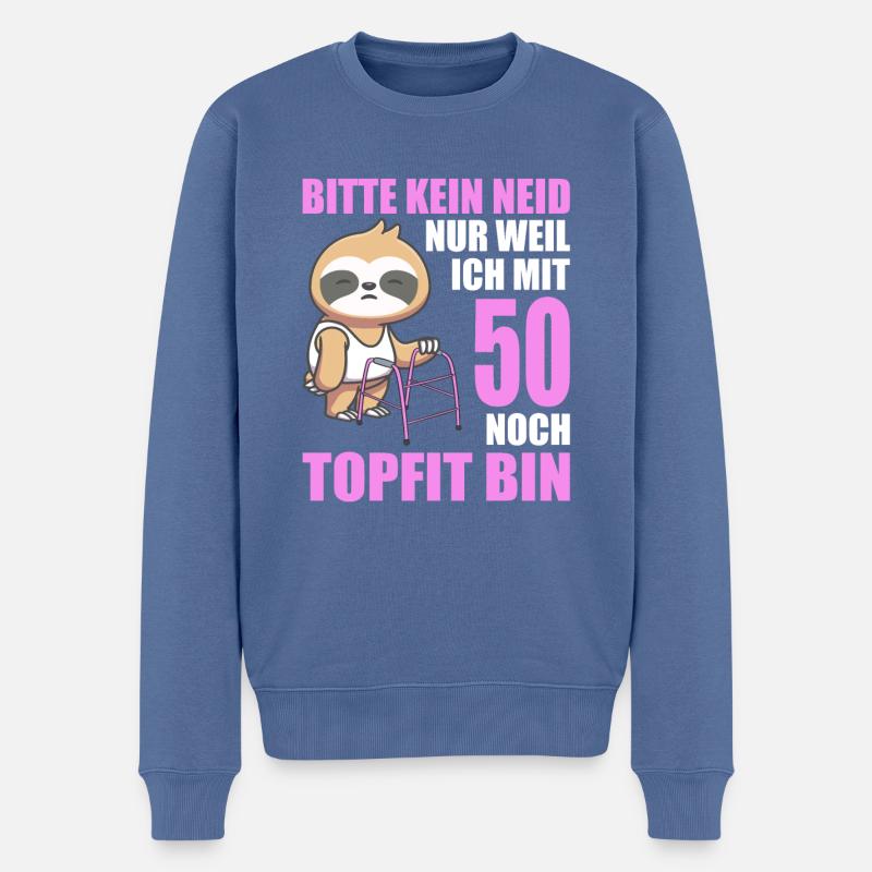 Bitte kein Neid 50 Jahre Einhorn 50. Geburtstag - Männer Premium Bio Pullover - Taubenblau