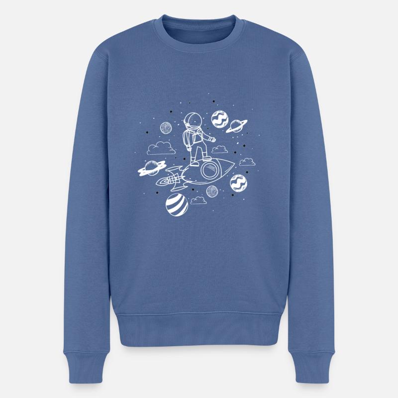 Kosmos - Männer Premium Bio Pullover - Taubenblau