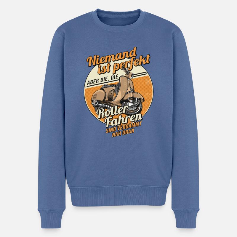 Niemand Ist Perfekt Witziges Statement - Männer Premium Bio Pullover - Taubenblau