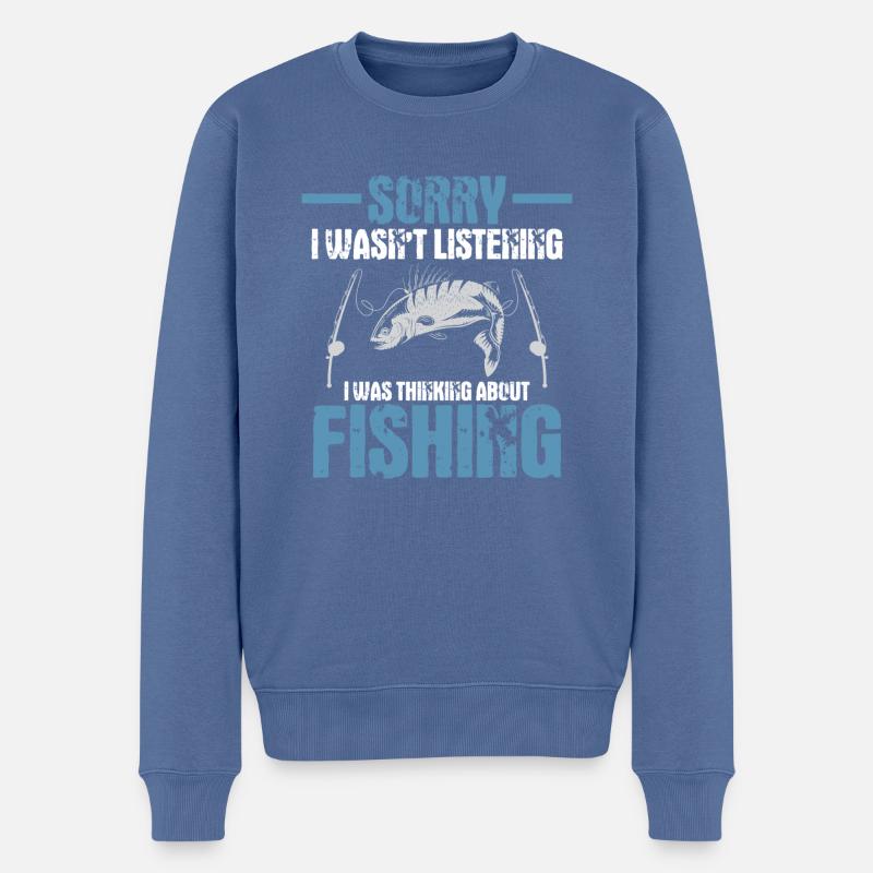 fishing angeln - Männer Premium Bio Pullover - Taubenblau