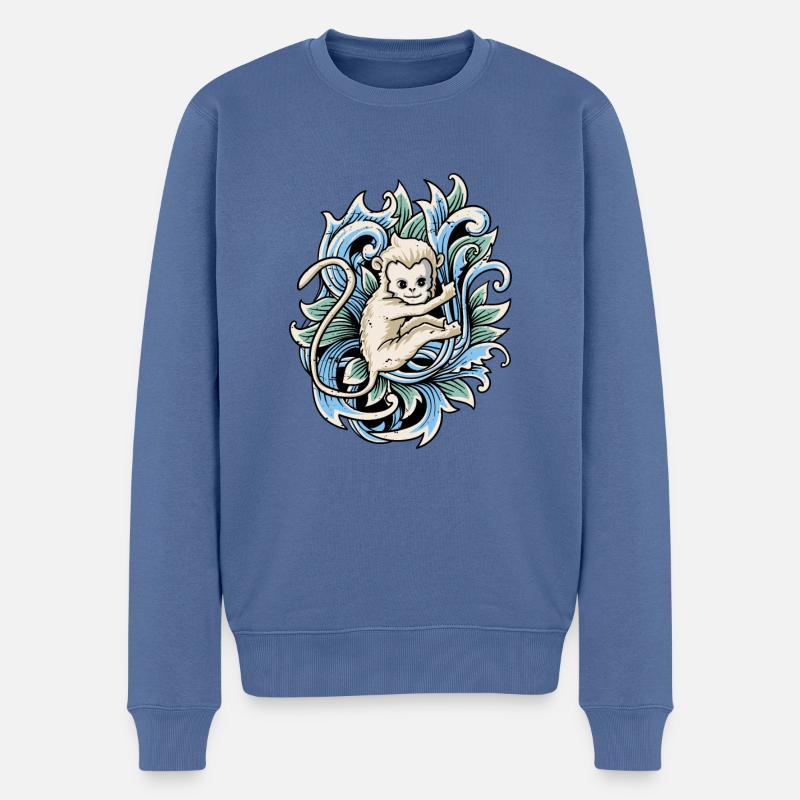 Affe - Männer Premium Bio Pullover - Taubenblau