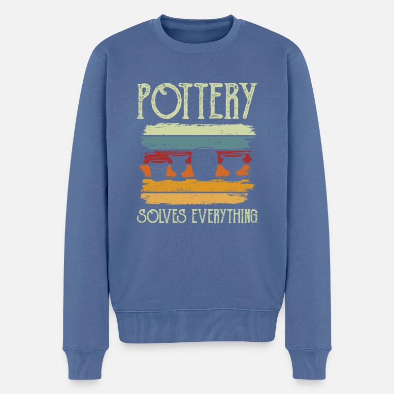 Keramik Töpfer Pottery solves everything - Männer Premium Bio Pullover - Taubenblau