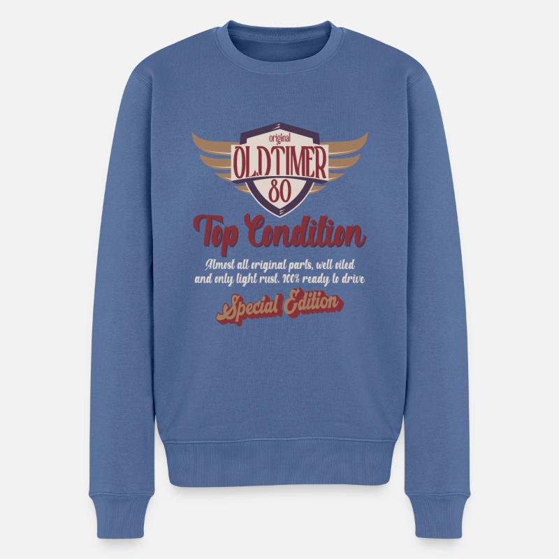 80 Jahre Oldtimer Top Zustand 80. Geburtstag - Männer Premium Bio Pullover - Taubenblau