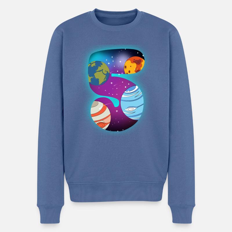 WELTRAUM 5 GEBURTSTAG 5 Jahre 5 Geburtstag - Männer Premium Bio Pullover - Taubenblau