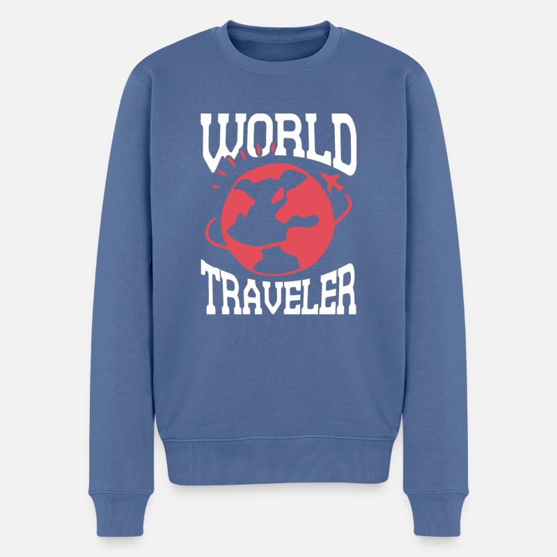 weltreise urlaub - Männer Premium Bio Pullover - Taubenblau
