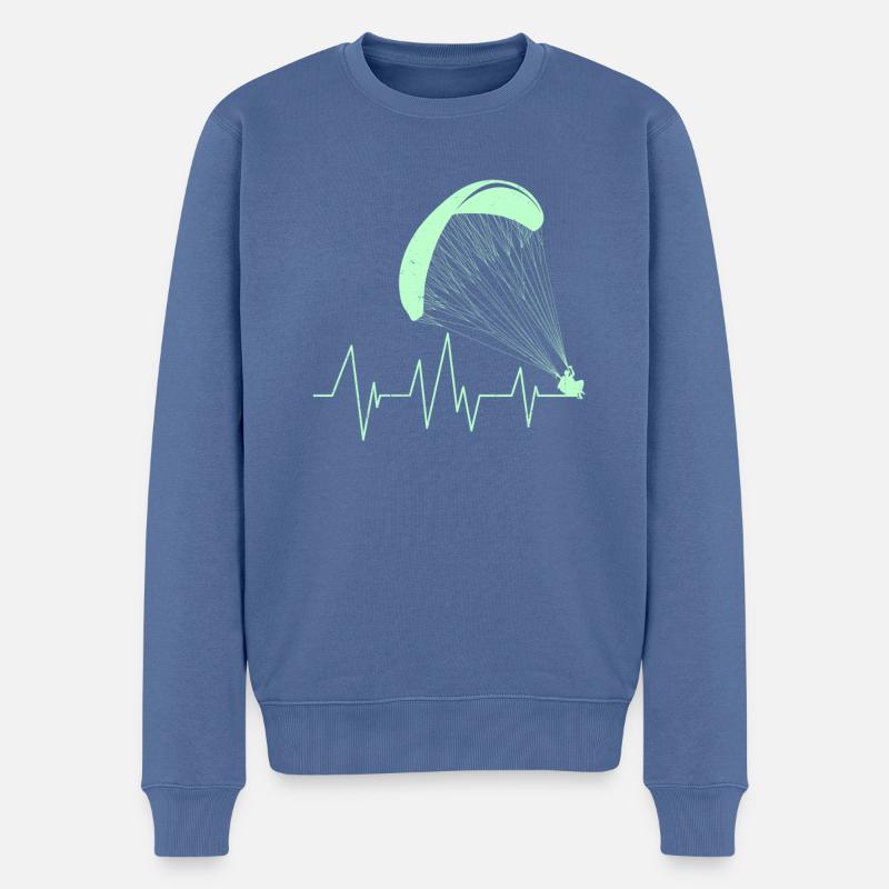 Gleitschirm Herzschlag Paraglider Herz - Männer Premium Bio Pullover - Taubenblau