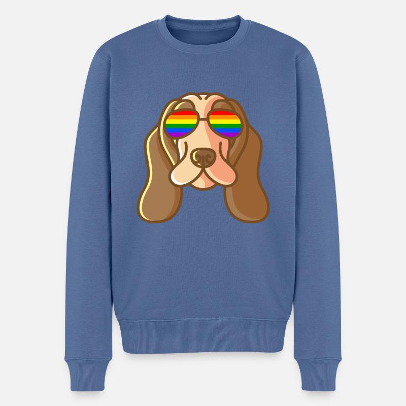 Cocker Spaniel Mit Brille Nerd Dog LGBT Pride - Männer Premium Bio Pullover - Taubenblau