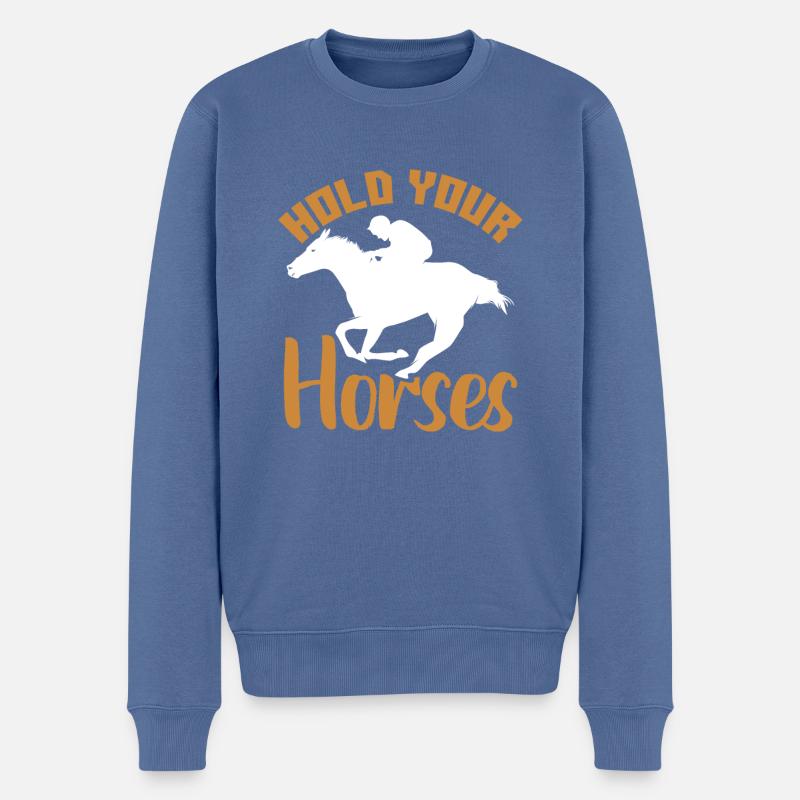 pferde horse - Männer Premium Bio Pullover - Taubenblau