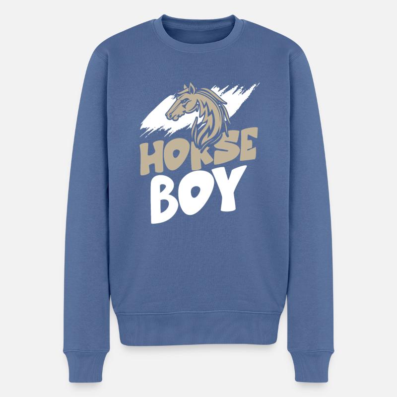 pferde junge - Männer Premium Bio Pullover - Taubenblau