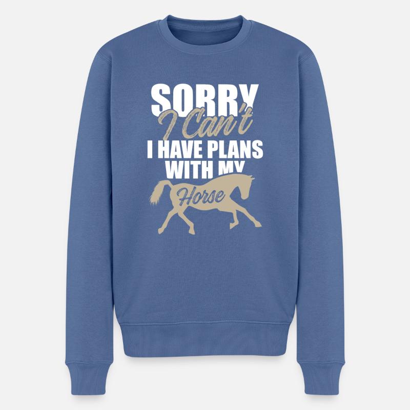 plans chevaux - Pull Premium bio Homme - bleu pigeon