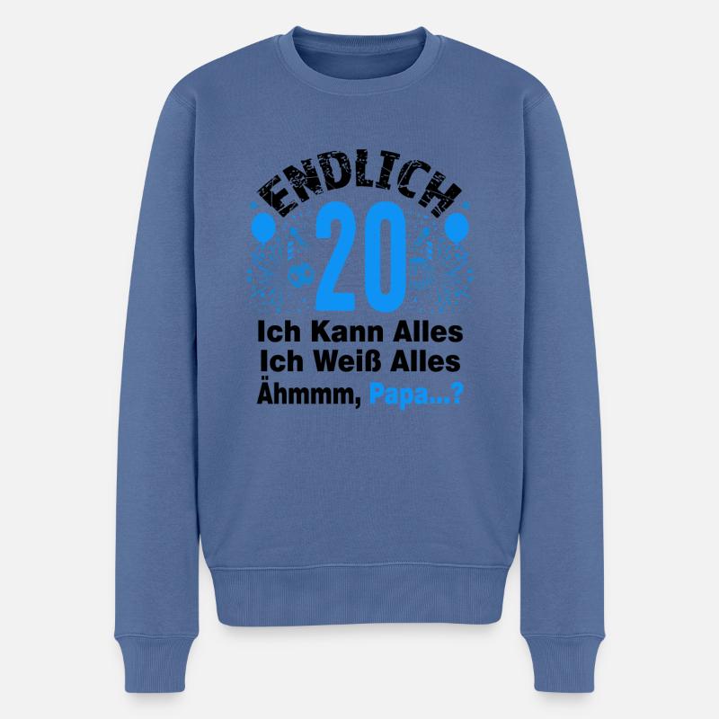 20 Geburtstag Junge Geschenk lustig 20. Ehrentag - Männer Premium Bio Pullover - Taubenblau