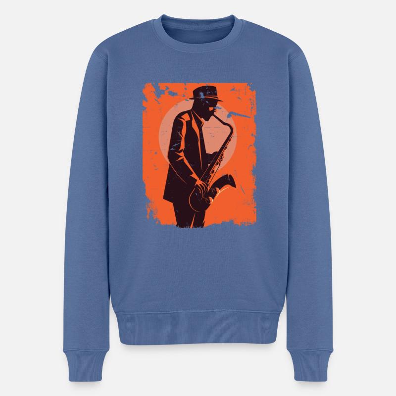 Jazz Man Musik Jazz Play - Männer Premium Bio Pullover - Taubenblau