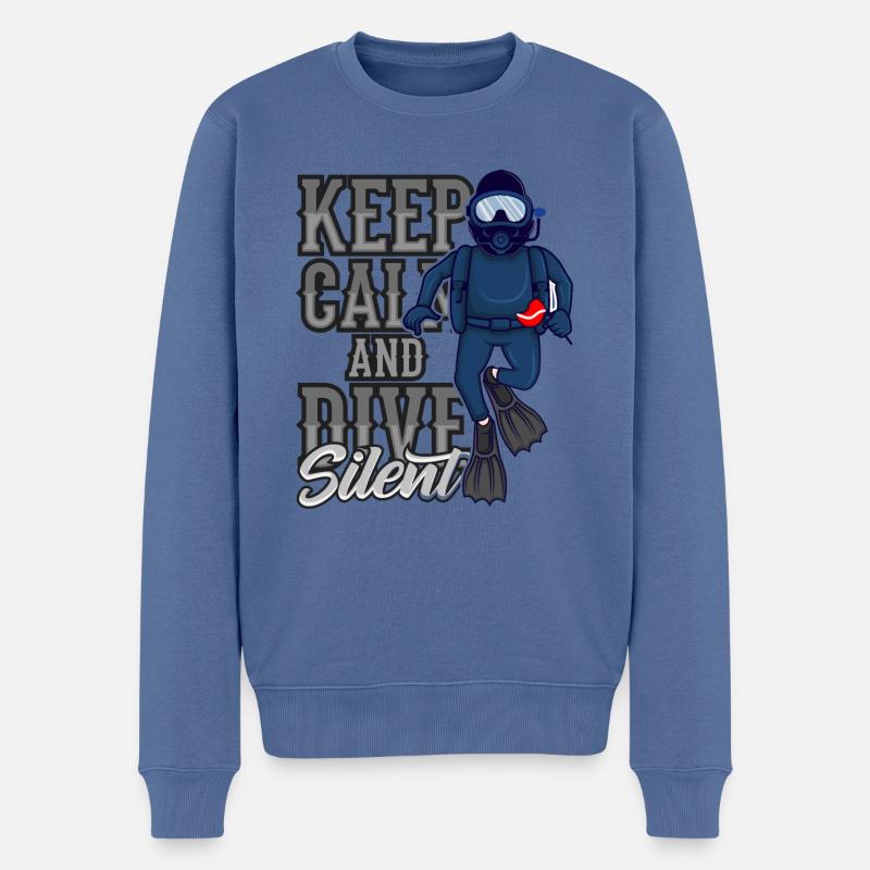 Keep Calm And Dive Silent Tec Diver Plongeur professionnel - Pull Premium bio Homme - bleu pigeon