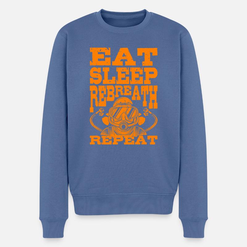 Eat Sleep Repeat Rebreather Tauchen Tec Diver - Männer Premium Bio Pullover - Taubenblau