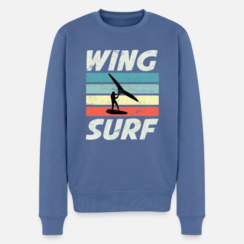 Wing Surf Silhouette Wing Foiler Wingfoiler - Männer Premium Bio Pullover - Taubenblau
