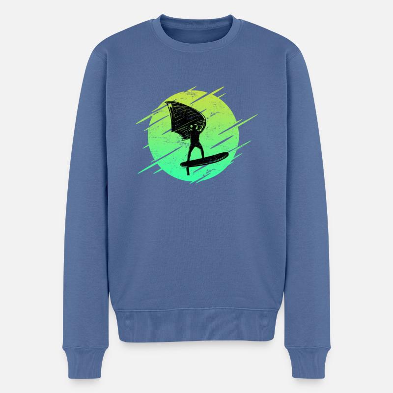Vintage Wing Foil Wing Surf Wing Geshcenk Retro Surffer - Pull Premium bio Homme - bleu pigeon