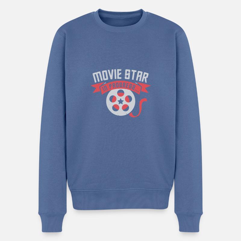 Movie Star in Progress - Männer Premium Bio Pullover - Taubenblau