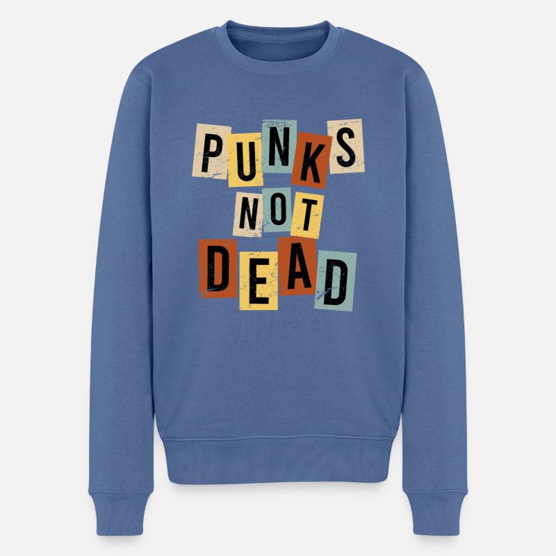 Rockmusik Punk Rock Spruch Punk is not dead - Männer Premium Bio Pullover - Taubenblau