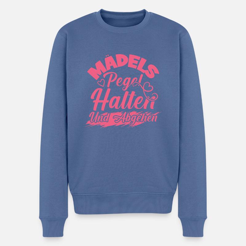 Mädels Pegel Halten - Männer Premium Bio Pullover - Taubenblau