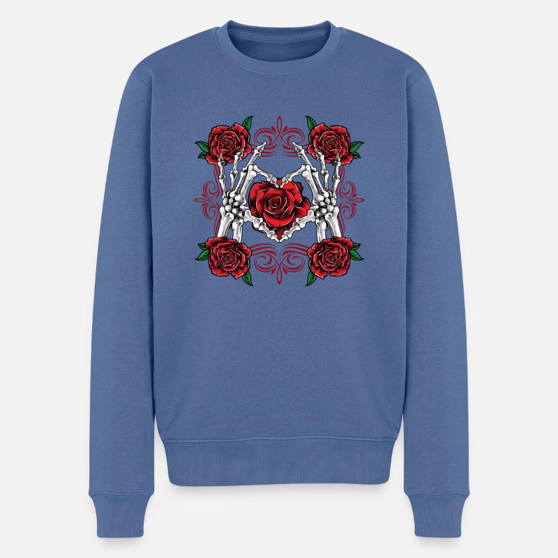 Rose Skelett Hand Goth Kleidung Emo Stil Geschenke - Økologisk premium-sweatshirt til mænd - dueblå