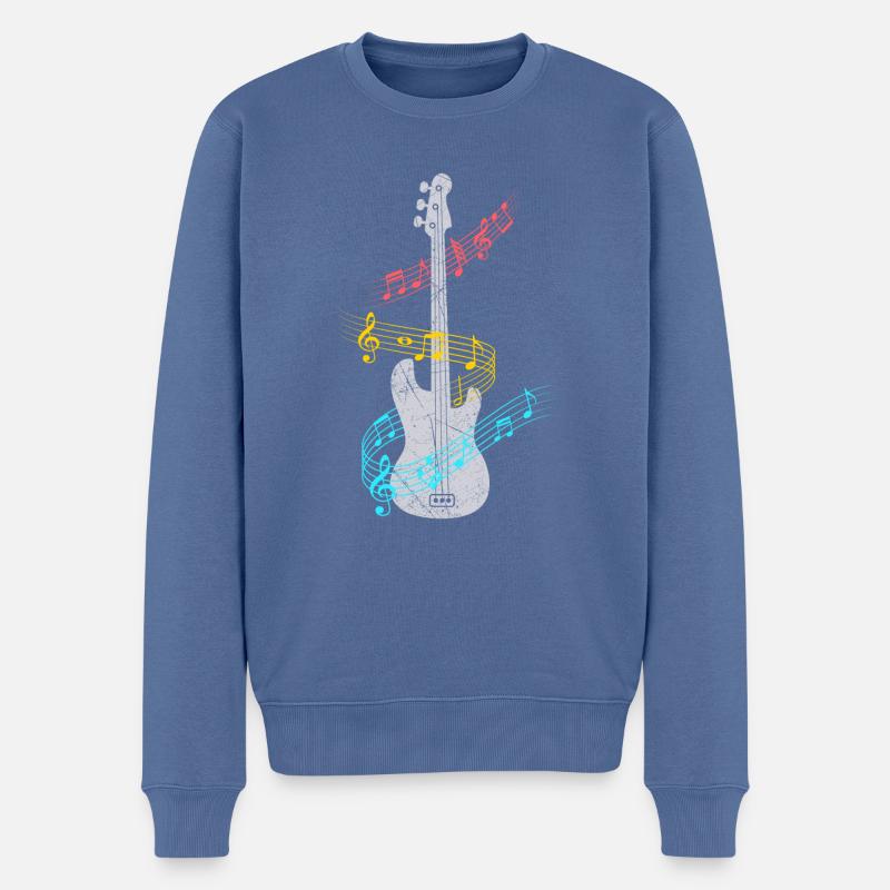 Basse guitare e-guitare - Pull Premium bio Homme - bleu pigeon