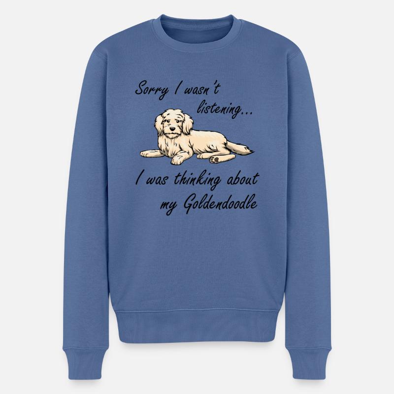Goldendoodle : dicton ironique Chiot Propriétaire - Pull Premium bio Homme - bleu pigeon