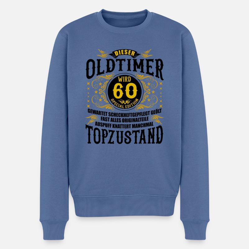 60 Geburtstag 60. Jubiläum 60 Ehrentag Geschenk - Männer Premium Bio Pullover - Taubenblau
