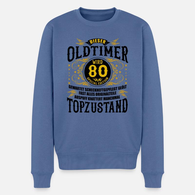 80 Geburtstag 80. Jubiläum 80 Ehrentag Geschenk - Männer Premium Bio Pullover - Taubenblau