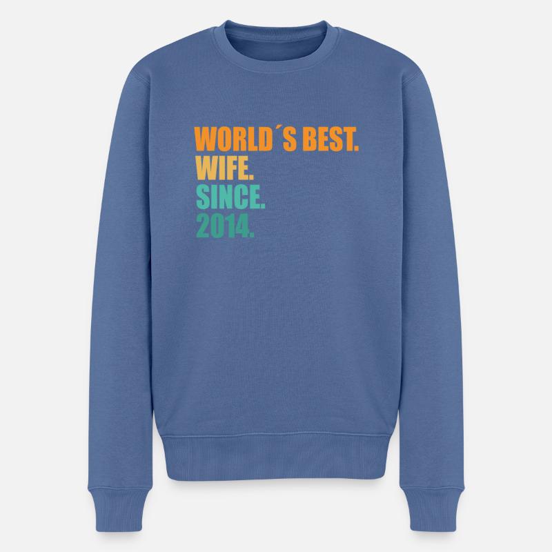 Beste Ehefrau seit 2014 7. Hochzeitstag - Männer Premium Bio Pullover - Taubenblau