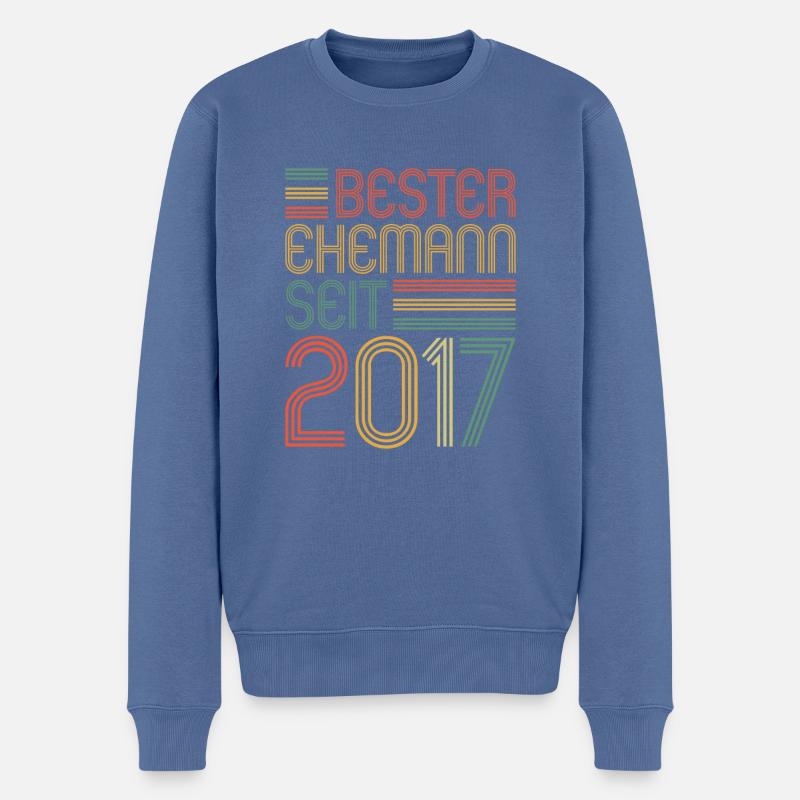 Bester Ehemann seit 2017 4. Hochzeitstag - Männer Premium Bio Pullover - Taubenblau