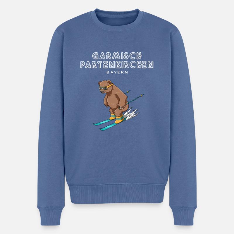 Garmisch Partenkirchen Bayern Deutschland Ski - Männer Premium Bio Pullover - Taubenblau