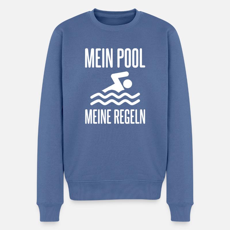 Mein Pool Meine Regeln Freibad Schwimmbad - Männer Premium Bio Pullover - Taubenblau