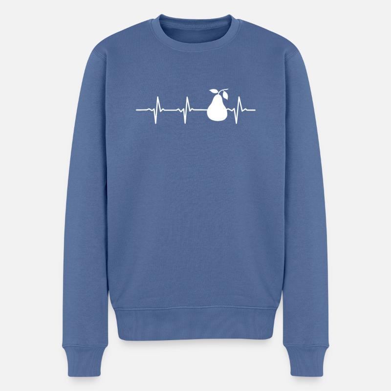 Birne Obst Frucht Herzschlag Garten Retro Geschenk - Männer Premium Bio Pullover - Taubenblau