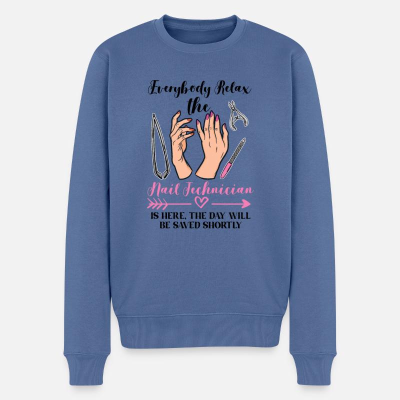 Ongles techniciens Ongles Manicurist Manucure - Pull Premium bio Homme - bleu pigeon