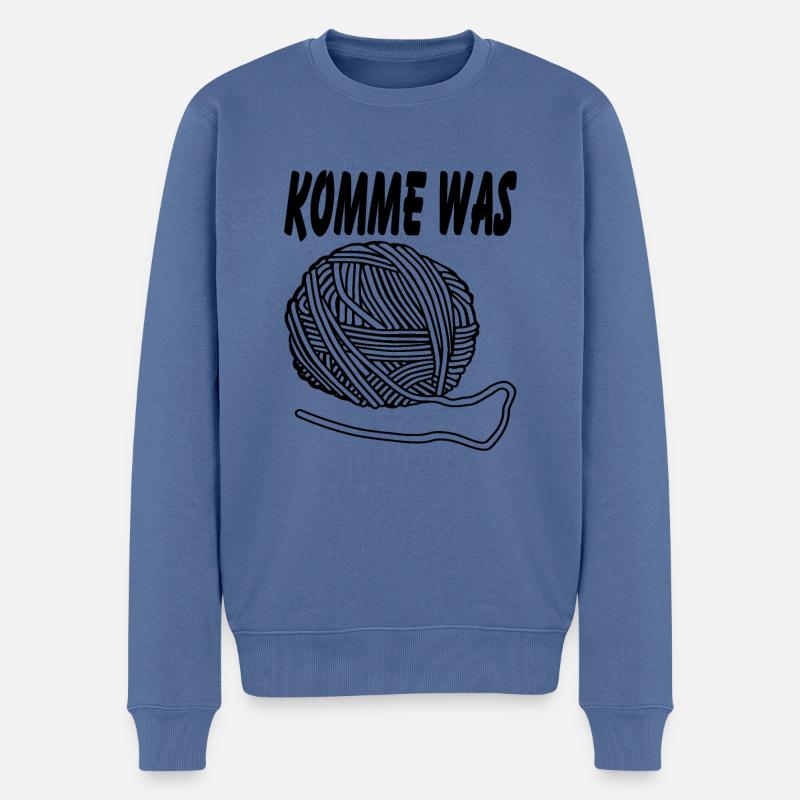 komme was wolle schwarz - Männer Premium Bio Pullover - Taubenblau